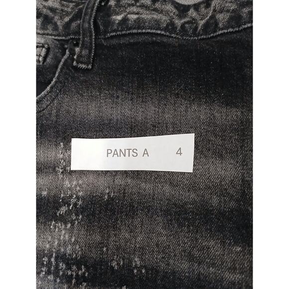 Nova Mens Black Jeans Sz 42 Switch Up The Flow Stacked Slim Fade Detail Distress - Picture 16 of 16